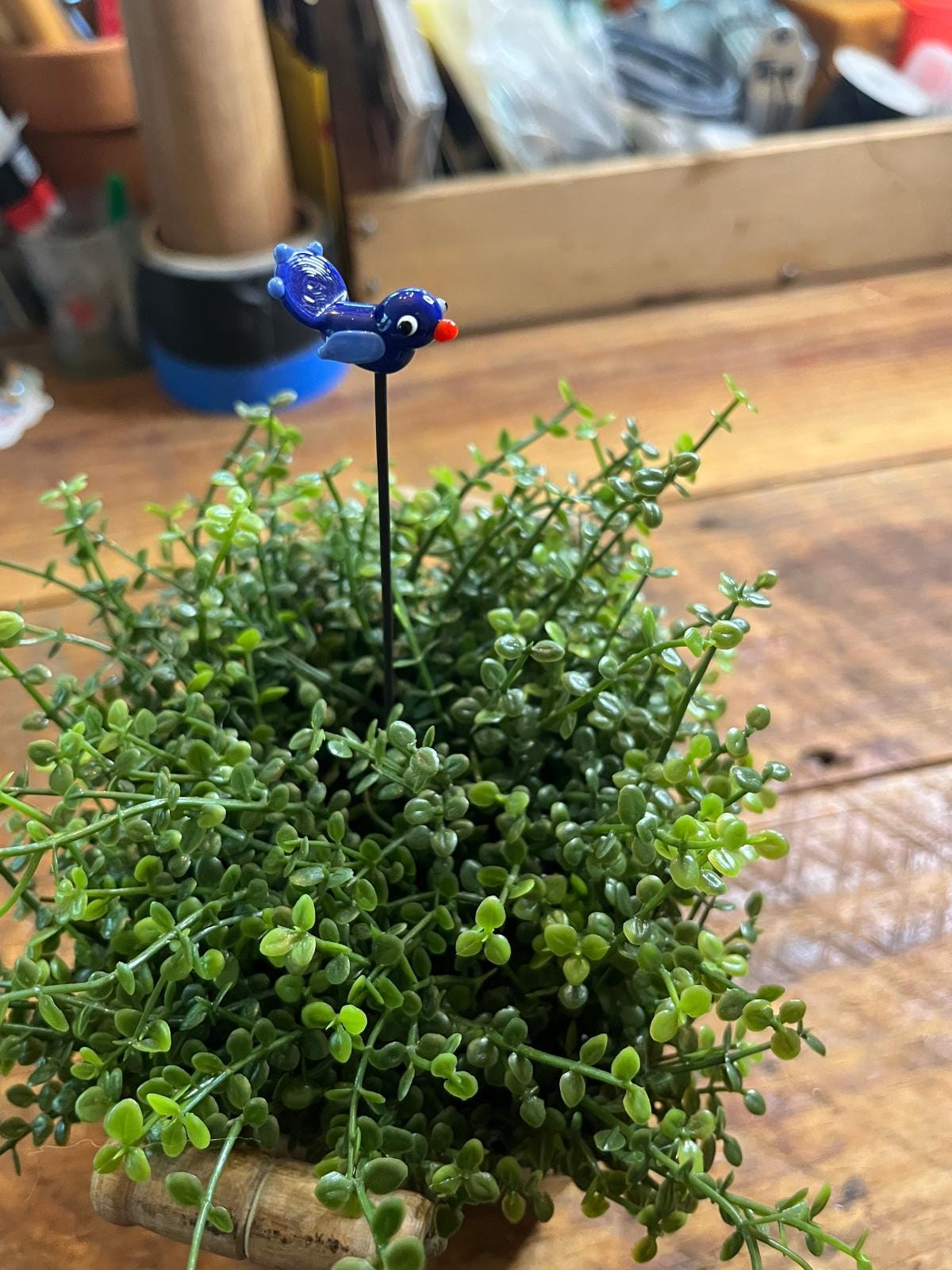 Bird Lampwork Glass Plant Sticks