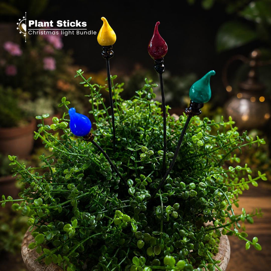 Christmas Light Lampwork Glass Plant Sticks