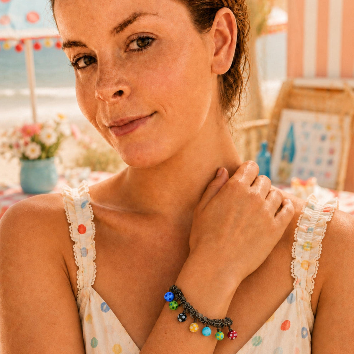 Custom Lampwork Glass Charm Bracelet