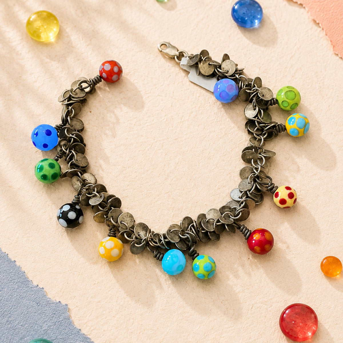 Custom Lampwork Glass Charm Bracelet
