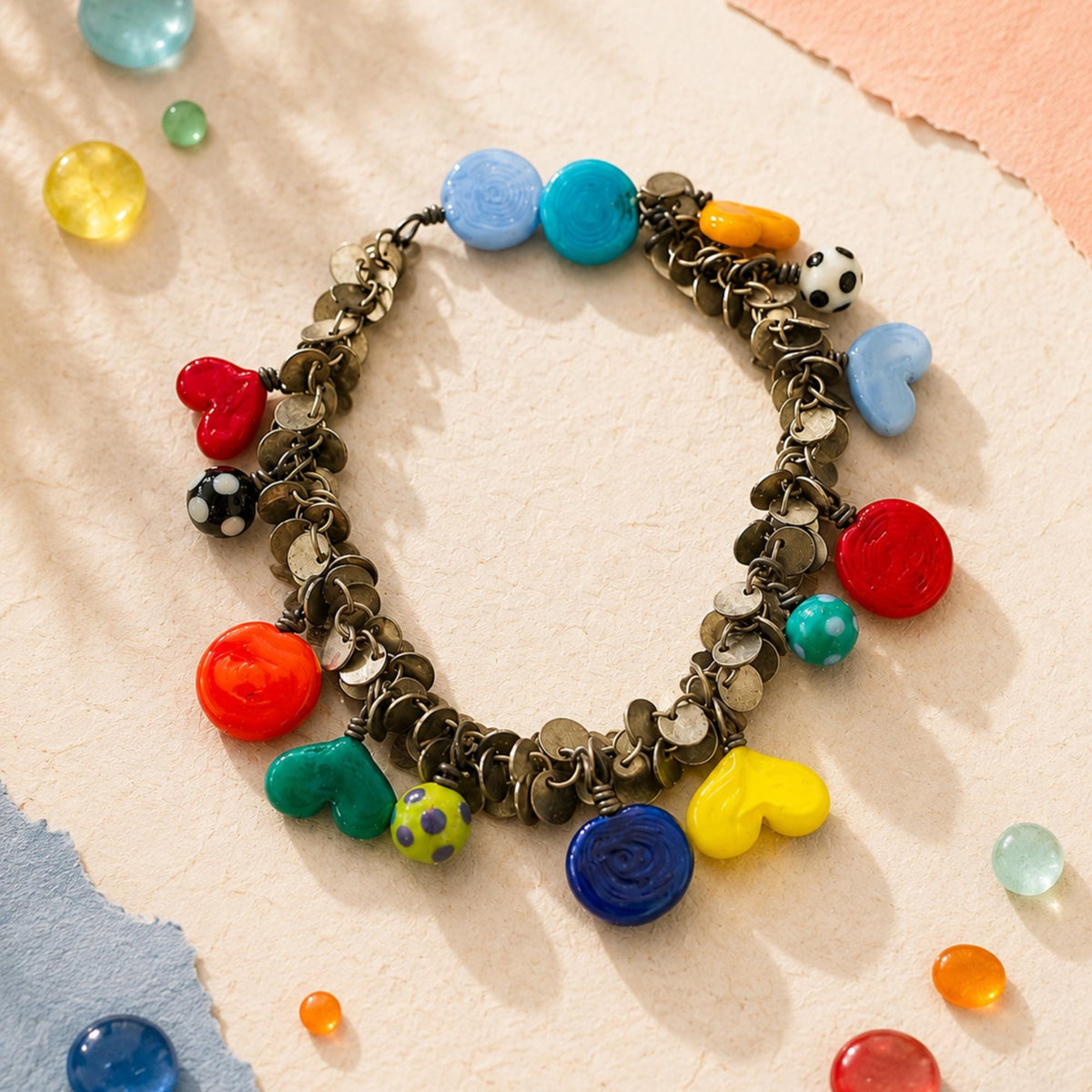 Custom Lampwork Glass Charm Bracelet