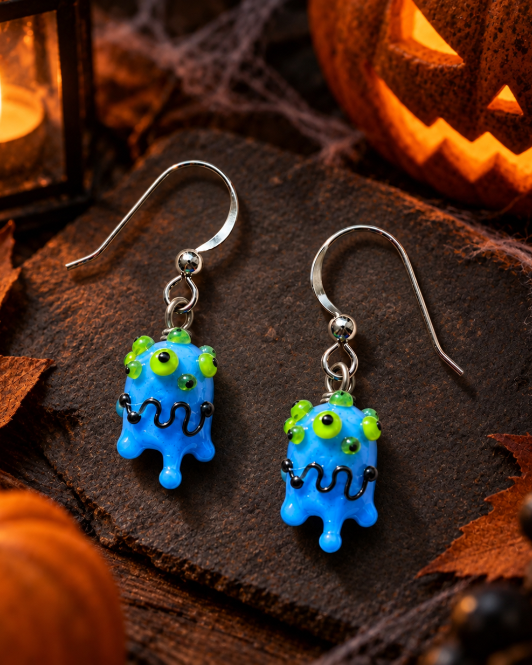 Halloween Lampwork Glass Earrings