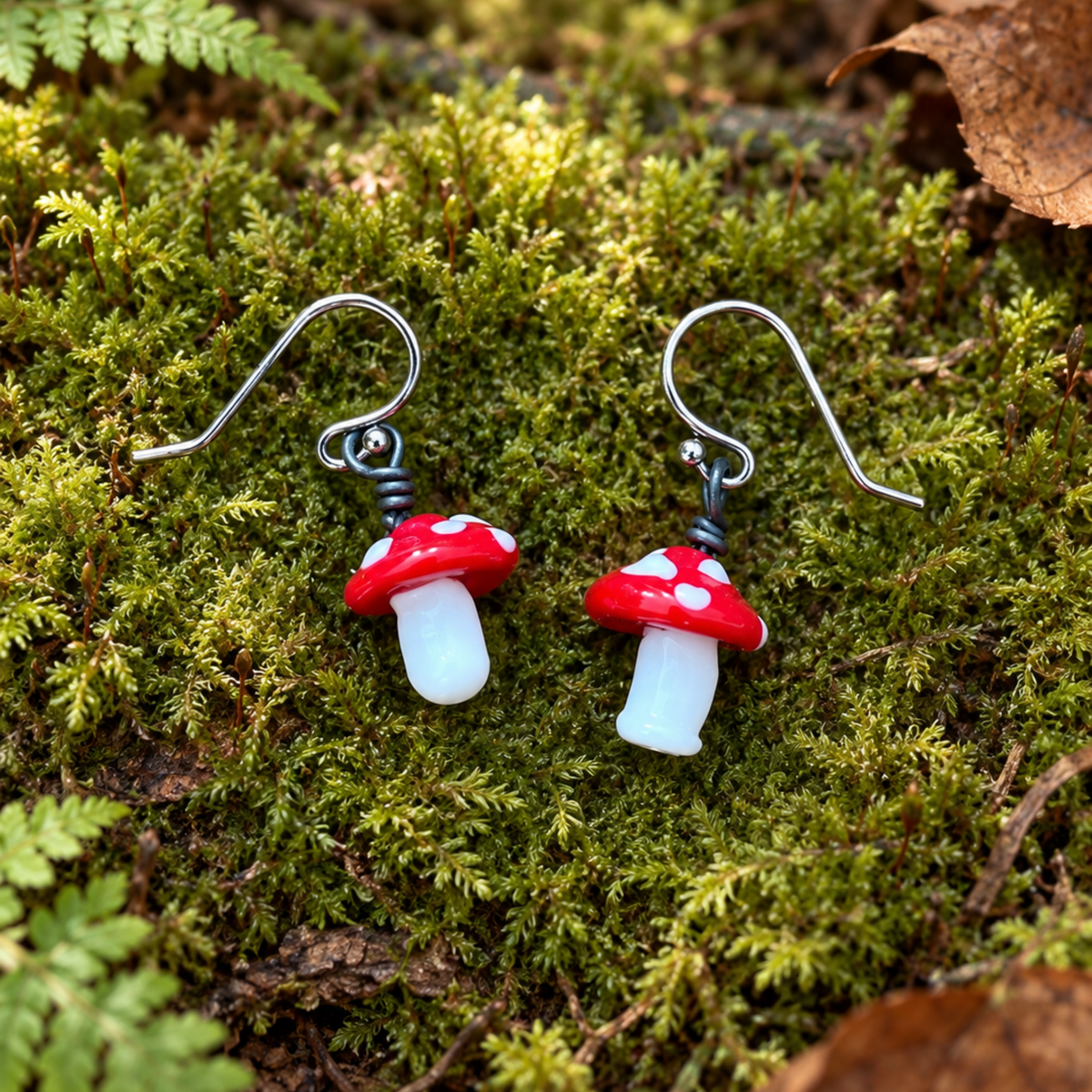 Mushroom Glass Earrings