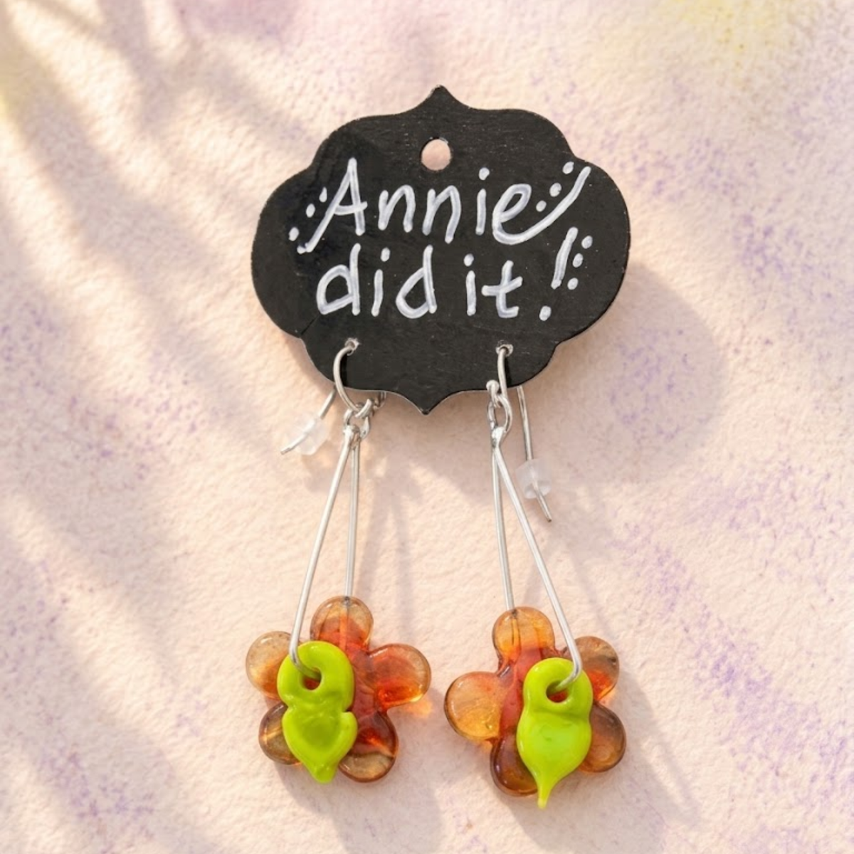 Daisy Lampwork Glass Earrings