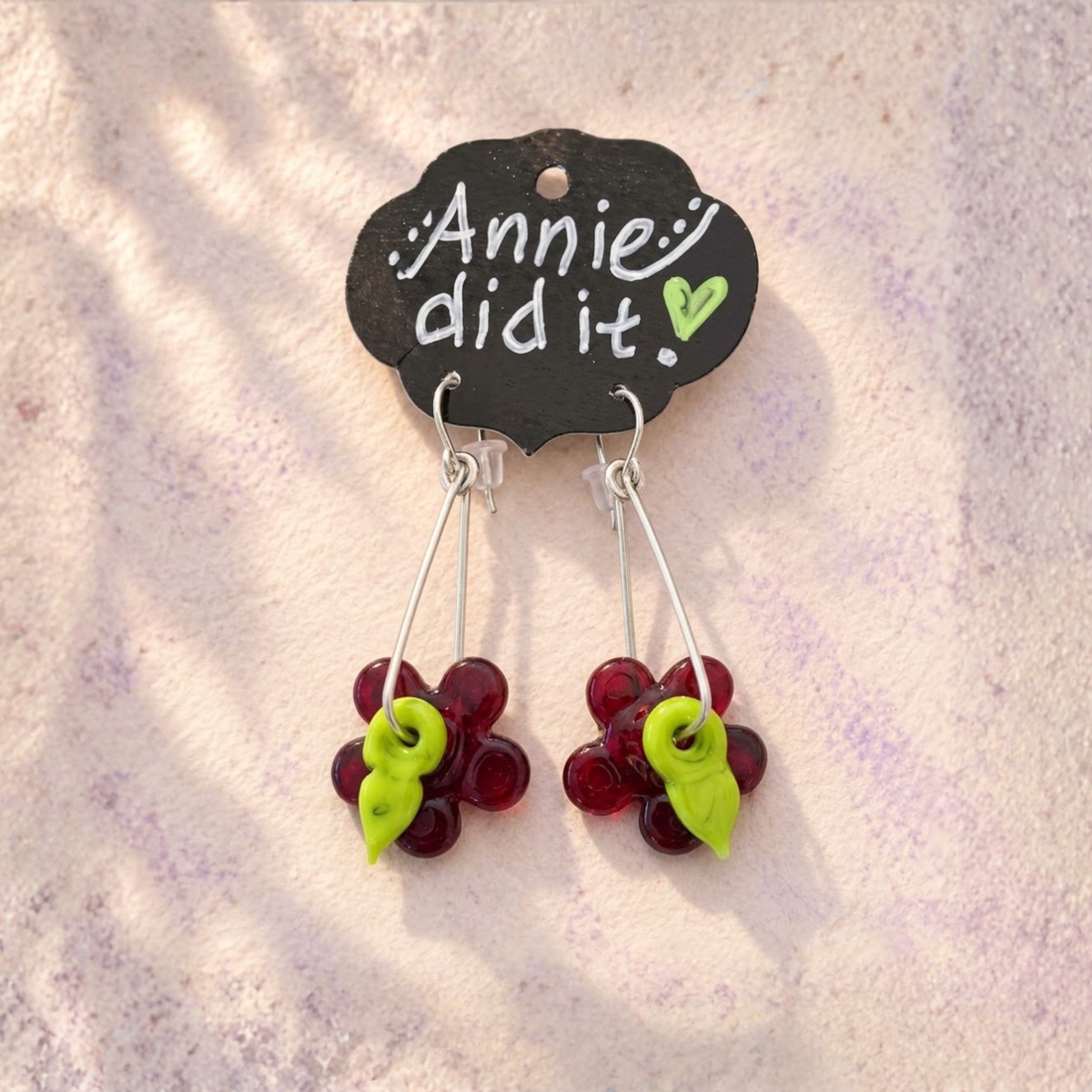 Daisy Lampwork Glass Earrings