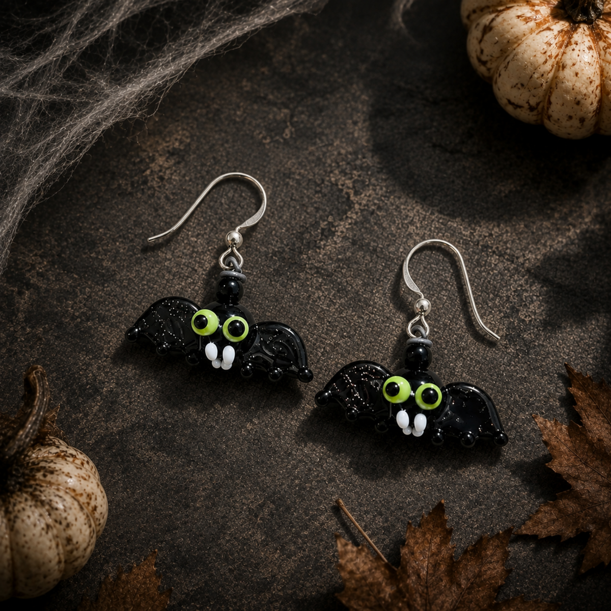 Halloween Lampwork Glass Earrings