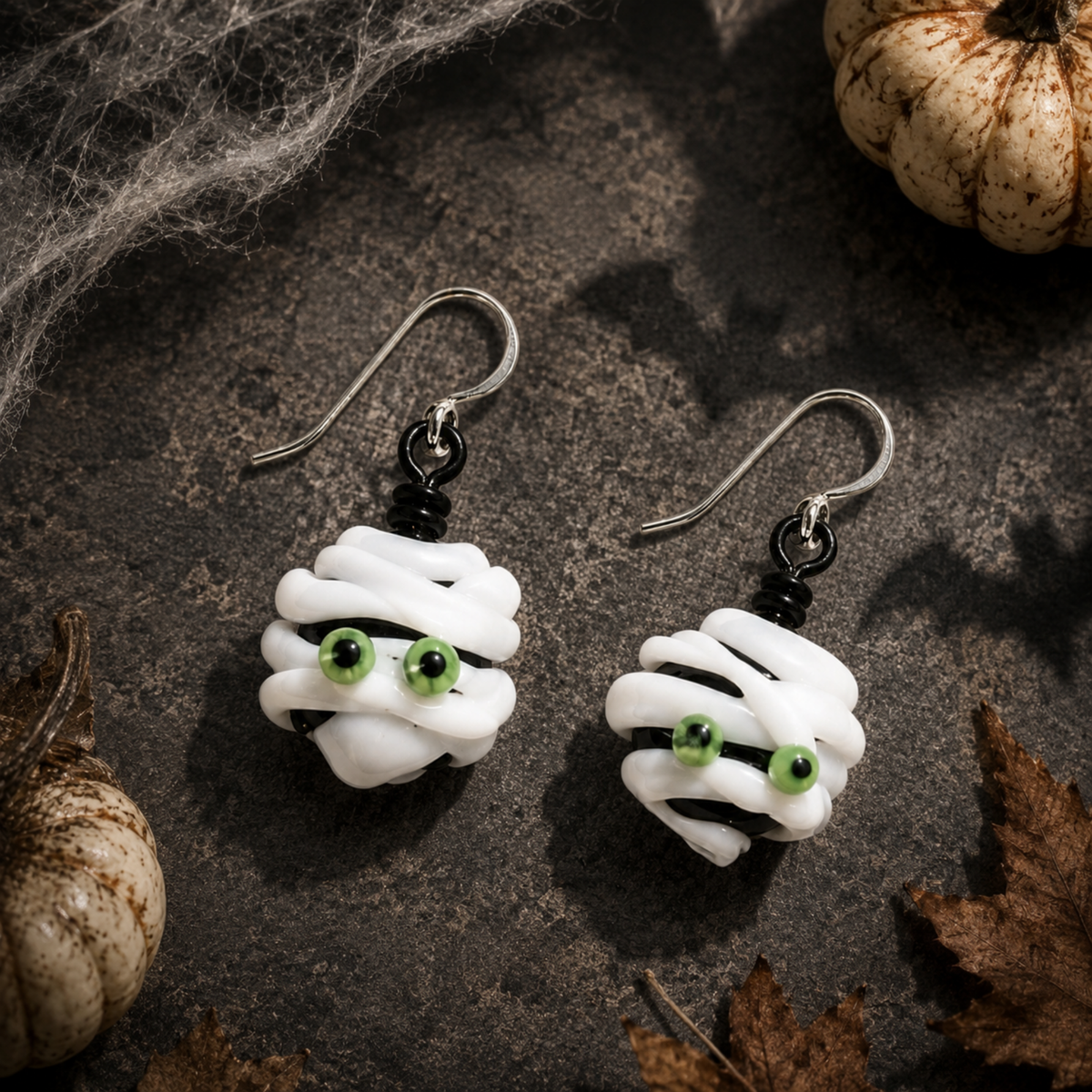 Halloween Lampwork Glass Earrings