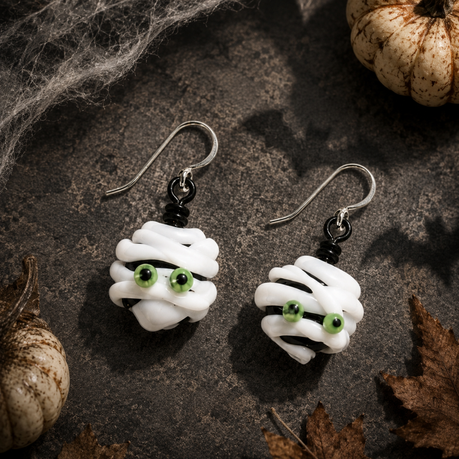 Halloween Lampwork Glass Earrings