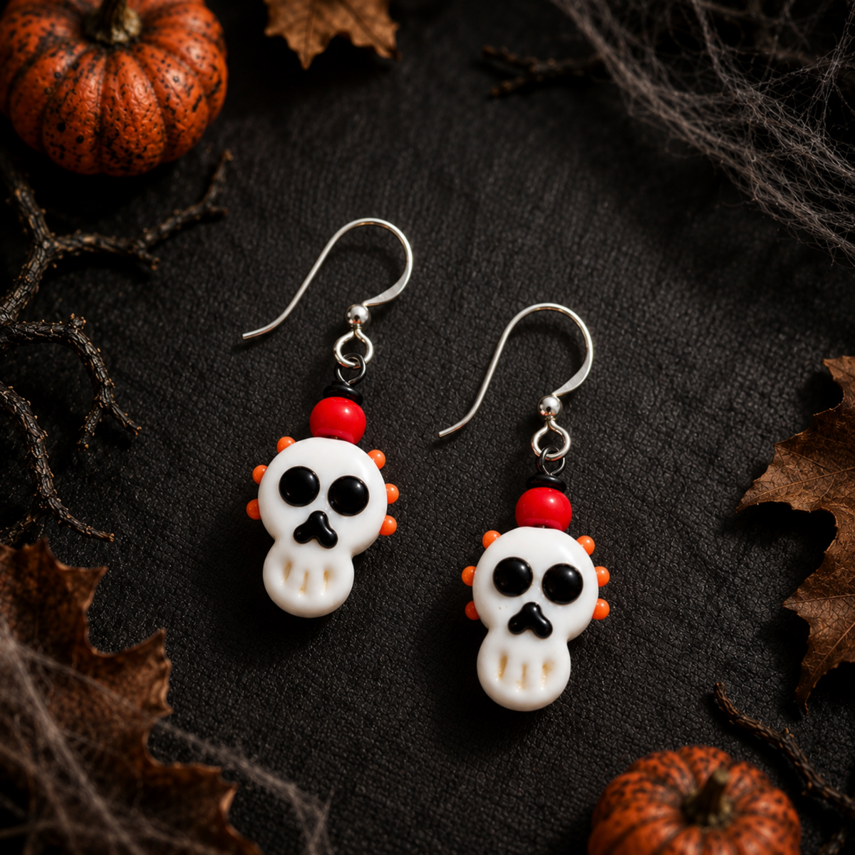 Halloween Lampwork Glass Earrings